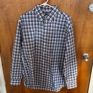 Jos. A. Bank Navy and White Plaid Button-Down Shirt